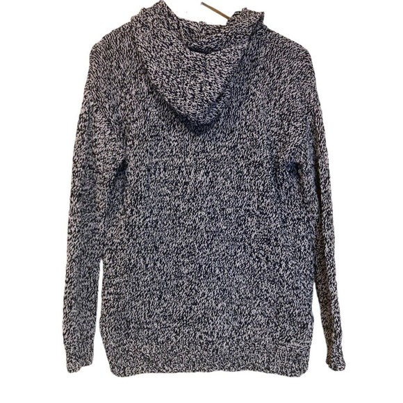 Rock & Republic Pull Over Hoodie cable knit sweater Small Black Gray - Picture 2 of 12